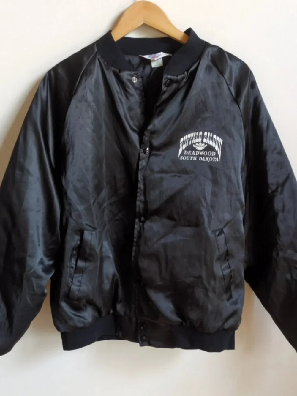 WestArk Deadwood South Dakota Buffalo Saloon Bomber Black Jacket VINTAGE XL